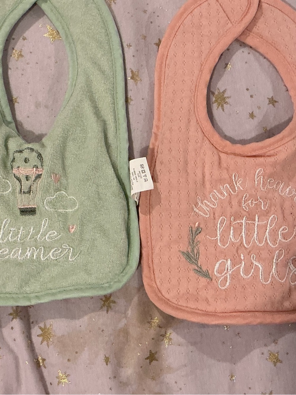 Pink and Green Baby Bib Set - Soft Cotton Kids Accessories